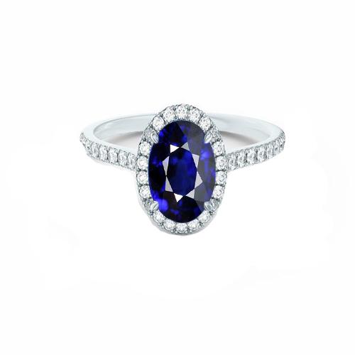 Halo Diamanten Ring Met Accenten Ovale Sri Lankaanse Saffier 7,50 Karaat - harrychadent.nl