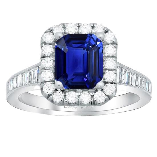 Halo Diamanten Ring Smaragd Blauwe Saffier Jewelry 3 karaats kanaalset - harrychadent.nl