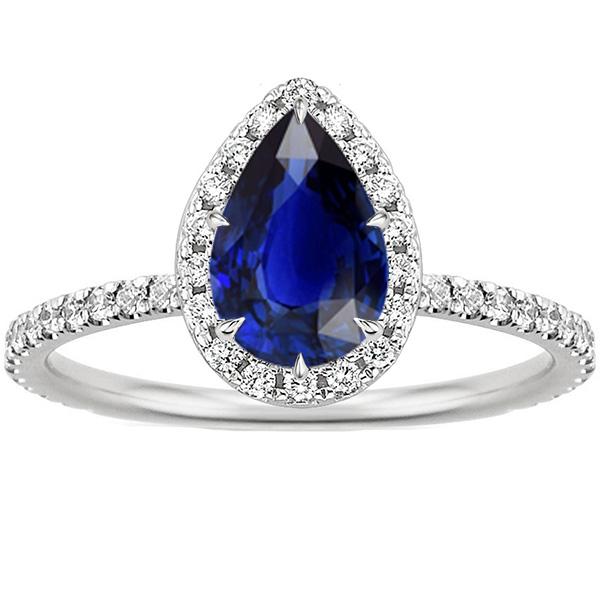 Halo Diamanten Ring Teardrop Stijl Blauwe Saffier Met Accenten 5,50 Karaat - harrychadent.nl