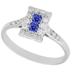 Halo Diamanten Verlovingsring Asscher Ceylon Saffieren Sieraden 3 Karaat
