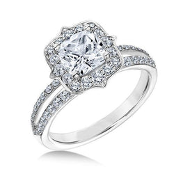 Halo Diamond Anniversary Ring 2.75 karaat gespleten schacht wit goud 14K