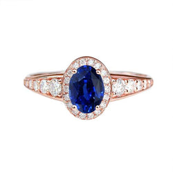 Halo Diamond Sapphire Anniversary Ring Ovaal Cut Sri Lankaans 3,50 karaat