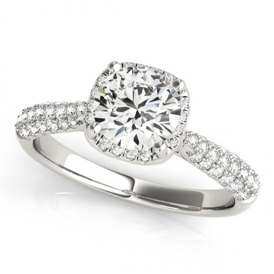 Halo Diamond Solitaire Ring Met Accent 1.50 Karaat Nieuw Wit Goud 14K - harrychadent.nl