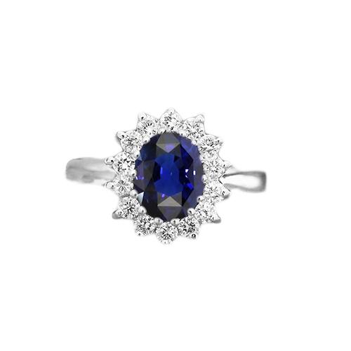 Halo Diamond ovale blauwe saffier ring 4 karaat ster stijl sieraden - harrychadent.nl