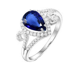 Halo Edelsteen Blauwe Saffier Ring & Diamanten 3.50 Karaat Vrouwen Sieraden