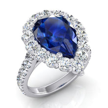 Afbeelding in Gallery-weergave laden, Halo Edelsteen Ring Peer Blauwe Saffier Gouden Dames Sieraden 8 Karaat
