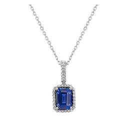 Halo Emerald edelsteen & ronde diamanten hanger ketting 1,25 karaat