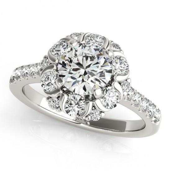 Halo Fancy Ring Ronde Diamanten 2,00 Karaat Witgoud 14K - harrychadent.nl