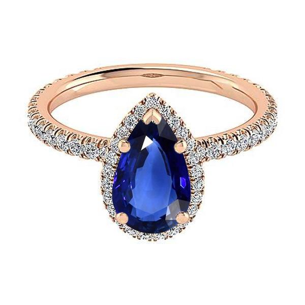 Halo Gouden Jubileumring Peer Blauwe Saffier & Diamanten 5 Karaat - harrychadent.nl