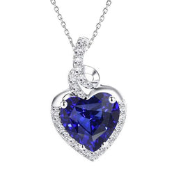 Halo Hanger Hart Blauwe Saffier & Diamant Gedraaide Stijl 4.50 Karaat