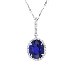 Halo Hanger Ovaal Ceylon Sapphire & Diamond Prong Set 2.25 Karaat