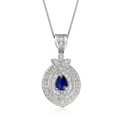 Halo Hanger Peer Saffier Stokbrood & Ronde Diamant 2.50 Karaat