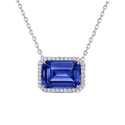 Halo Hanger Smaragd Ceylon Saffier & Ronde Diamant 3.25 Karaat