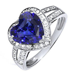 Halo Hart Ceylon Saffier Ring Split Shank Diamanten 4.50 Karaat