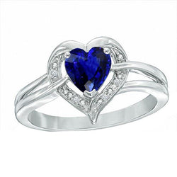 Halo Hart Stijl Sri Lankaanse saffierring 1,50 karaat diamanten