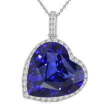 Afbeelding in Gallery-weergave laden, Halo Heat donkerblauwe saffier en ronde diamanten hanger 9 karaat - harrychadent.nl
