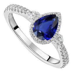 Halo Jubileum Ceylon Saffier Ring & Diamanten 5 Karaat Sieraden
