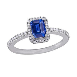 Halo Jubileumring Emerald Sapphire 3 karaat & geaccentueerde diamant