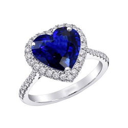 Halo Jubileumring Hart Sri Lanka Saffier Met Diamanten 4 Karaat