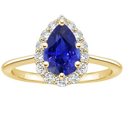 Halo Jubileumring Peer Ceylon Saffier & Diamanten 3,50 Karaat