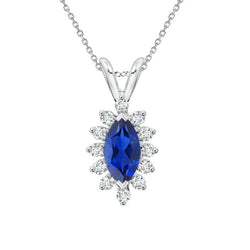 Halo Marquise Edelsteen & Ronde Diamant Hanger Goud 2.75 Karaat