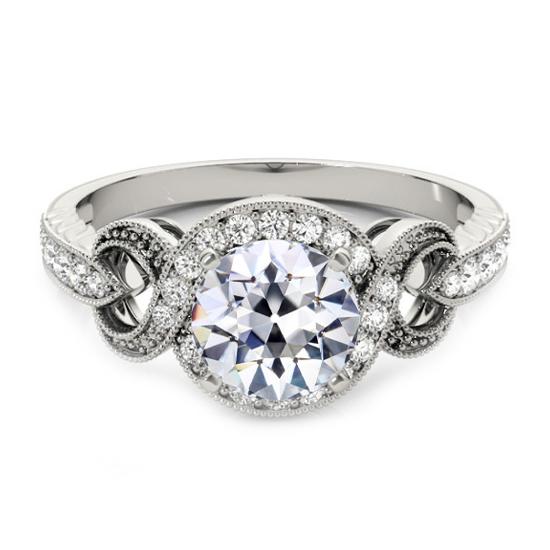 Halo Old Cut Diamond Ring Vintage stijl 3,75 karaat Milgrain - harrychadent.nl