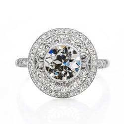 Halo Old Miner Diamond Ring Bezel Milgrain antieke stijl 3,25 karaat