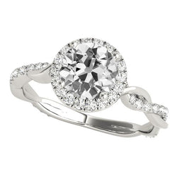 Halo Old Miner Diamond Ring Twisted Style sieraden 5 karaat witgoud
