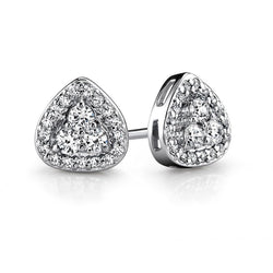 Halo-Oorbel Met Driehoekige Vorm, Ronde Echt Diamanten Van 2,50 Ct, Witgoud