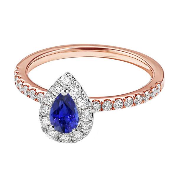Halo Pave Set diamanten ring tweekleurig goud Ceylon saffier 2,50 karaat - harrychadent.nl