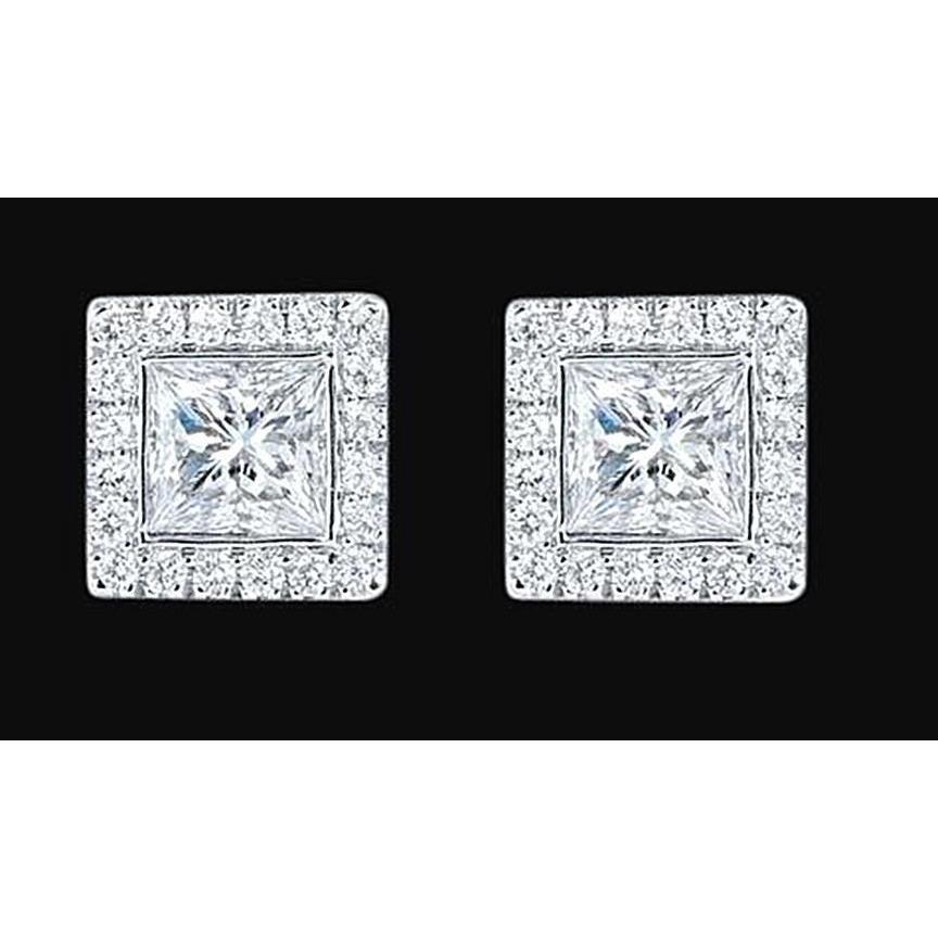 Halo Princess Diamond Stud Earring 2.4 karaat sieraden Nieuw - harrychadent.nl