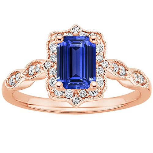 Halo Ring Rose goud 14K smaragd blauwe saffier & diamant 4 karaat - harrychadent.nl