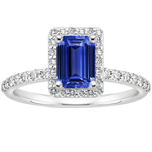 Halo Ring Smaragd Ceylon Saffier & Diamant 4,25 Karaat Wit Goud 14K - harrychadent.nl