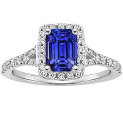 Halo Ring Smaragd Sri Lankaanse Saffier & Diamant 4,50 Karaat