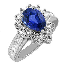 Halo Ring Star Style Blue Sapphire & Diamonds 3,50 karaats kanaalset