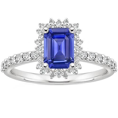 Halo Ring Sterstijl Ceylon Saffier & Diamant 4,50 Karaat - harrychadent.nl