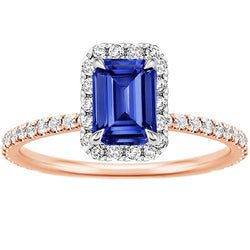 Halo Ring Tweekleurig Goud Ceylon Saffier & Diamant 4,25 Karaat