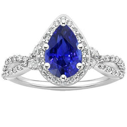 Halo Ring Twist Style Peer Ceylon Saffier & Diamanten 3,50 Karaat