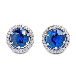 Halo Ronde Prong Set Oorknopjes 5,20 Karaat Ceylon Sapphire
