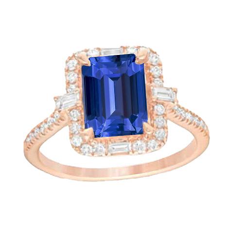 Halo Rose Gouden Ring Smaragd Blauwe Saffier & Diamanten 3 Karaat - harrychadent.nl