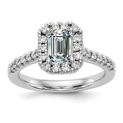 Halo Round & Emerald Diamond Ring Fishtail Set 4.50 karaat sieraden