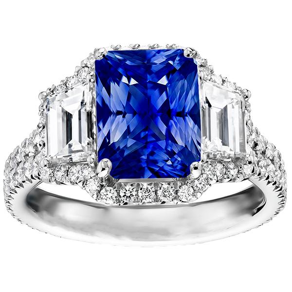 Halo Sapphire Edelsteen Ring 6 Karaat Smaragd & Ronde Diamanten Pave Set - harrychadent.nl