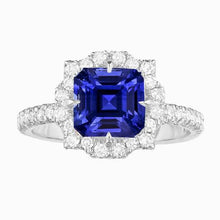 Afbeelding in Gallery-weergave laden, echte asscher saffier 3.50karaat ring vooraanzicht
