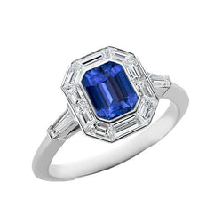 Halo Smaragd Ceylon Saffier Ring 3.50 karaat diamanten dames sieraden