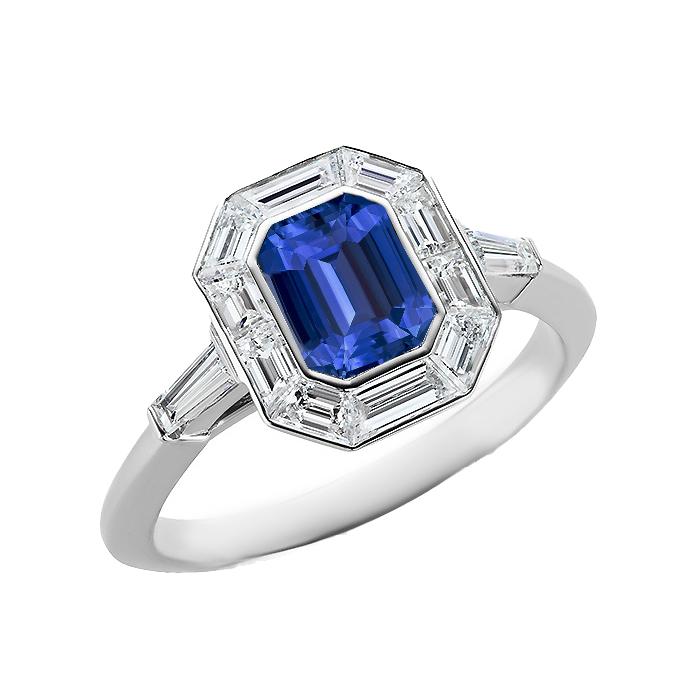 Halo Smaragd Ceylon Saffier Ring 3.50 karaat diamanten dames sieraden - harrychadent.nl