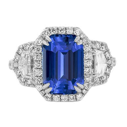 Halo Smaragd Ceylon Sapphire Jubileum Diamanten Ring 5 Karaat