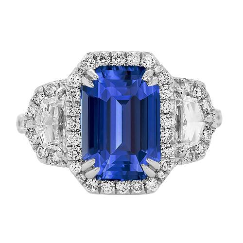 Halo Smaragd Ceylon Sapphire Jubileum Diamanten Ring 5 Karaat - harrychadent.nl