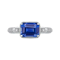 Halo Smaragd Saffier trouwring & kleine ronde diamanten 4 karaat