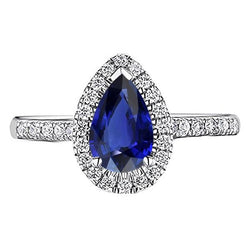 Halo Srilanka Sapphire Peervormige Ring & Diamanten 3,50 Karaat