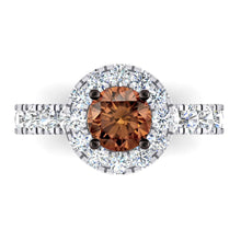 Afbeelding in Gallery-weergave laden, Halo-Stijl Bruine Diamanten Ring Gouden Dames Sieraden
